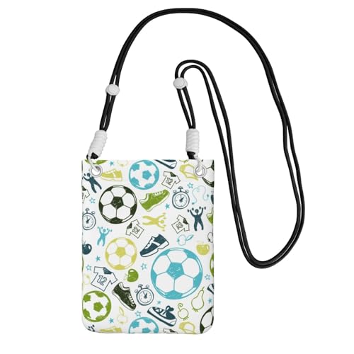 LfearTesa Kleine Umhängetasche, Handy-Geldbörse, Geldbörse, Umhängetasche, Fußball-Design,Schwarz von LfearTesa