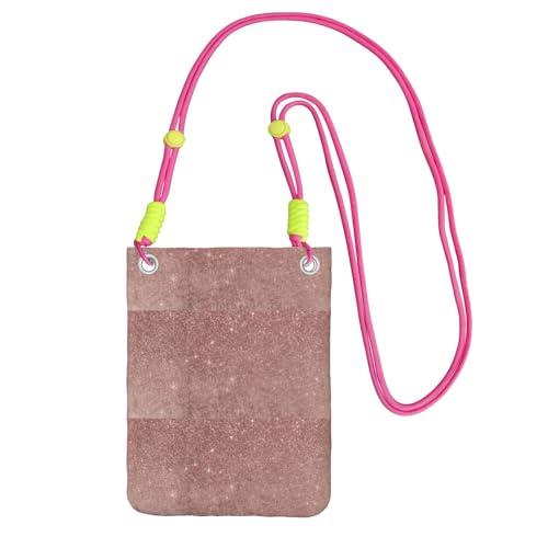 LfearTesa Kleine Umhängetasche, Handy-Geldbörse, Geldbörse, Umhängetasche, Girly Glam Pink Roségoldfolie und Glitzer,Fuchsia von LfearTesa