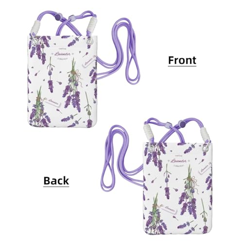 LfearTesa Kleine Umhängetasche, Handy-Geldbörse, Geldbörse, Umhängetasche, Lavendel auf Vintage-Bunte Provence,Lila von LfearTesa