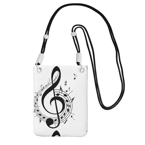 LfearTesa Kleine Umhängetasche, Handy-Geldbörse, Geldbörse, Umhängetasche, Musiksymbol-Aufdruck,Schwarz von LfearTesa