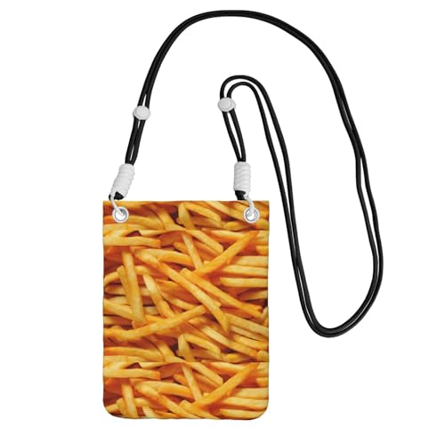 LfearTesa Kleine Umhängetasche, Handy-Geldbörse, Geldbörse, Umhängetasche, Pommes Frites, Burger, Fast Food,Schwarz von LfearTesa