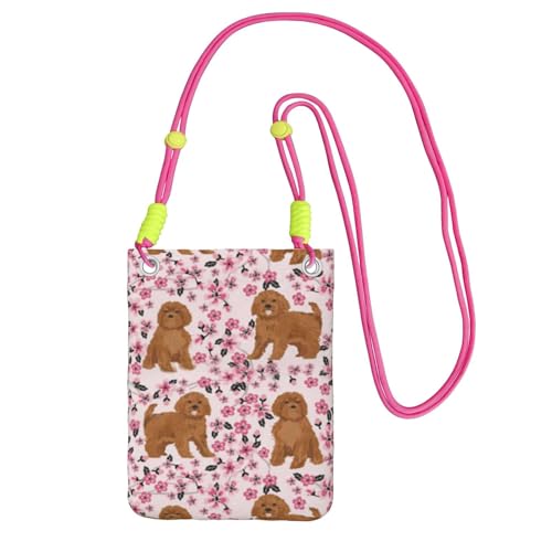 LfearTesa Kleine Umhängetasche, Handy-Geldbörse, Geldbörse, Umhängetasche, Ruby Cavoodle Cavapoo Hunderasse Kirsche,Fuchsia von LfearTesa