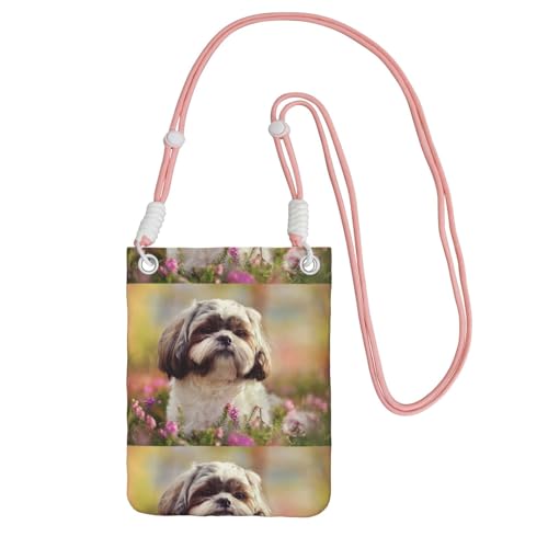 LfearTesa Kleine Umhängetasche, Handy-Geldbörse, Geldbörse, Umhängetasche, Shih Tzu Hund,Rosa von LfearTesa
