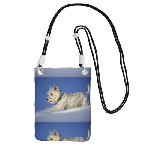LfearTesa Kleine Umhängetasche, Handy-Geldbörse, Geldbörse, Umhängetasche, Westie Winter West Highland White Terrier Hunde,Schwarz von LfearTesa