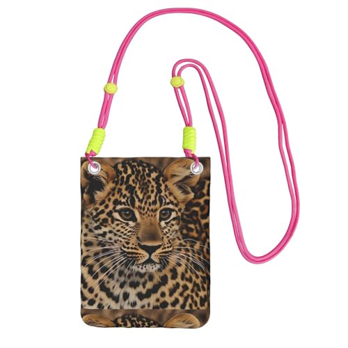 LfearTesa Kleine Umhängetasche, Handy-Geldbörse, Geldbörse, Umhängetasche, niedliches Leopardenmuster,Fuchsia von LfearTesa