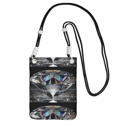 LfearTesa Kleine Umhängetasche, Handy-Geldbörse, Geldbörse, Umhängetasche, schöner schwarzer Diamantschmuck,Schwarz von LfearTesa