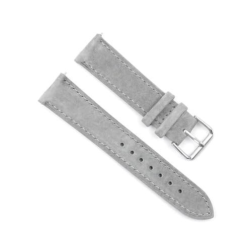 LfearTesa Weiches Wildleder-Uhrenarmband 18 mm 19 mm 20 mm 22 mm 24 mm Blaubraune Uhrenarmbänder Edelstahlschnalle,Grau,19 mm von LfearTesa
