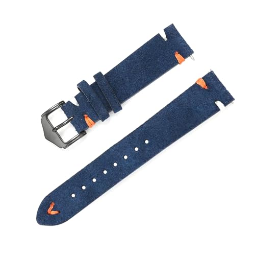 LfearTesa Wildleder Uhrenarmband 20mm 22mm Grau Vintage Band Ersatzarmband,22 mm von LfearTesa