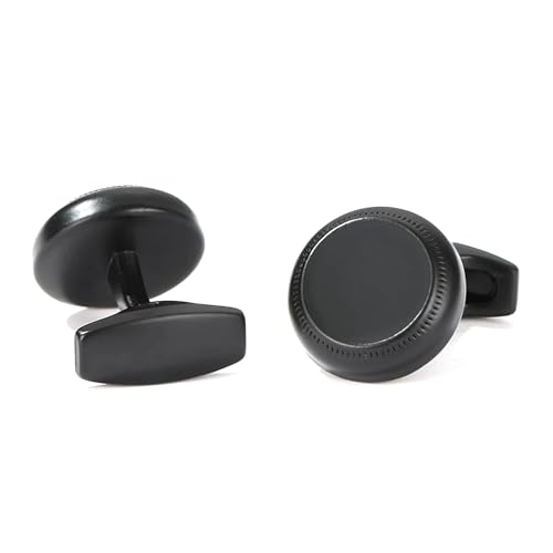 Mattschwarze, runde Manschettenknöpfe für den Bräutigam, individuell gestaltet mit Emaille, einzigartige Hemdmanschettenknöpfe für Herren, verleihen formeller Kleidung Eleganz,Farbe 1,1 Paar von LfearTesa