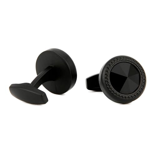 Mattschwarze, runde Manschettenknöpfe für den Bräutigam, individuell gestaltet mit Emaille, einzigartige Hemdmanschettenknöpfe für Herren, verleihen formeller Kleidung Eleganz,Farbe 2,1 Paar von LfearTesa