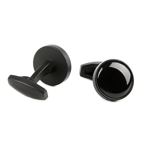 Mattschwarze, runde Manschettenknöpfe für den Bräutigam, individuell gestaltet mit Emaille, einzigartige Hemdmanschettenknöpfe für Herren, verleihen formeller Kleidung Eleganz,Farbe 9,1 Paar von LfearTesa