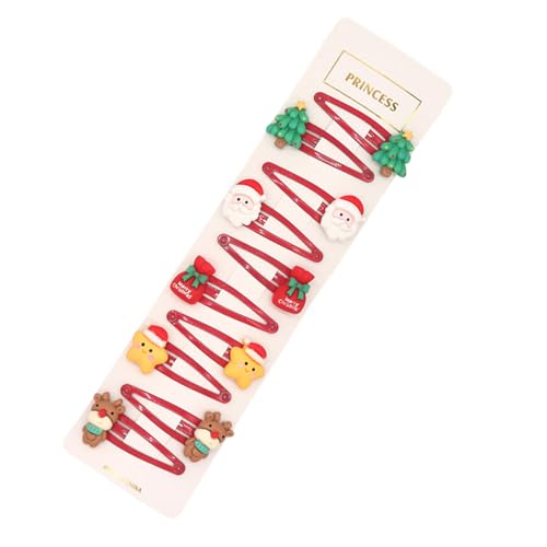 10 Stück 8 Stück Weihnachts-Haar-Accessoires für Mädchen, Haarspangen, Weihnachtsmann, Rentier, Schneemann, Haarspangen für Urlaub von LfrXtra