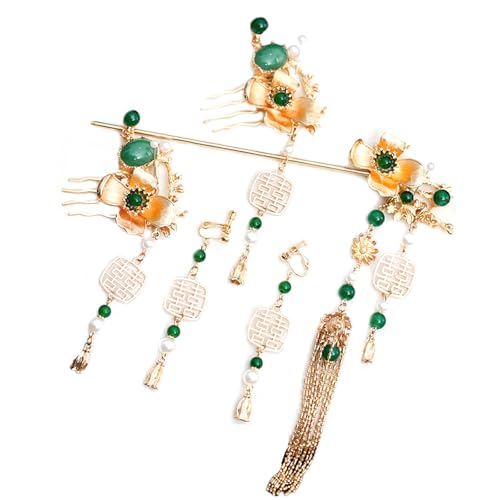 Handgefertigtes Haarnadel-Set aus Legierung mit runden Perlenverzierungen, Haarteile, chinesische Haarnadel-Accessoires, Kopfbedeckung für Frauen von LfrXtra