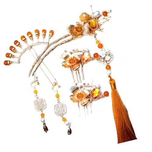 Handgefertigtes Haarnadel-Set aus Legierung mit runden Perlenverzierungen, Haarteile, chinesische Haarnadel-Accessoires, Kopfbedeckung für Frauen von LfrXtra