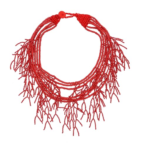 LfrXtra 1. Multi Strang Harzperlen Halskette Leicht Einstellbarer Ethnischer Schmuck Für Frauen Lässige Geschenke Formelle Halskette von LfrXtra