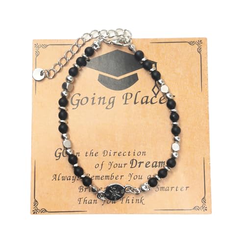 LfrXtra Abschluss Schmuckgeschenke Für Ihr Verstellbares Steinperlen Armband College Accessory Mit Grußkarte Und Geschenken Box Perlenarmband Für Absolventen von LfrXtra