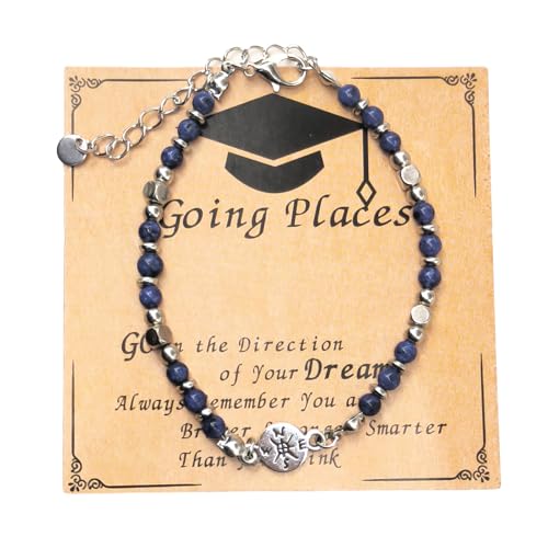 LfrXtra Abschluss Schmuckgeschenke Für Ihr Verstellbares Steinperlen Armband College Accessory Mit Grußkarte Und Geschenken Box Perlenarmband Für Absolventen von LfrXtra