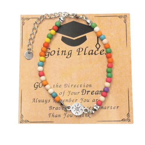 LfrXtra Abschluss Schmuckgeschenke Für Ihr Verstellbares Steinperlen Armband College Accessory Mit Grußkarte Und Geschenken Box Perlenarmband Für Absolventen von LfrXtra