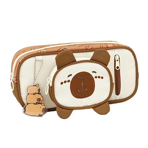 LfrXtra Capybara Federmäppchen mit Tiermotiv, schöne Stifthalter, Stiftebox, großes Fassungsvermögen, Stifte-Tasche für Schule, a von LfrXtra