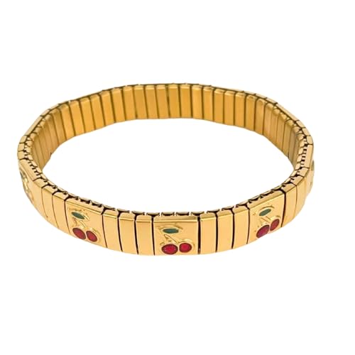 LfrXtra Elastisches Armband mit Erdbeermotiv, Edelstahl, Schmuck für Damen, trendig, für den Alltag, Fotozubehör von LfrXtra