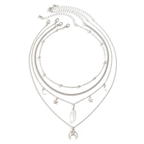 LfrXtra Elegante, mehrlagige Halskette mit metallischen Pailletten und Perlen, Schlüsselbeinkette, geeignet für Partys oder tägliche Outfits LfrXtra Elegante, mehrlagige Halskette mit metallischen Pailletten und Perlen, Schlüsselbeinkette, geeignet für Partys oder tägliche Outfits von LfrXtra