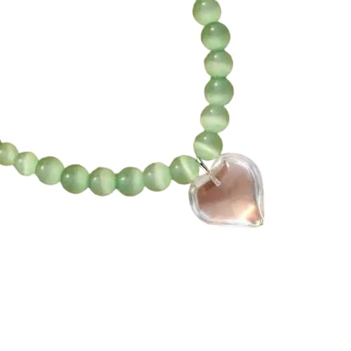 LfrXtra Elegante Katzenaugen-Herz-Halskette mit einzigartigem Glanz und Farbwechsel-Dekoration für modische Frauen von LfrXtra