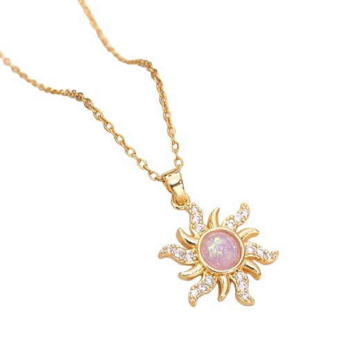 LfrXtra Elegante Sonnenblumen-Halskette mit Zirkonia, Schlüsselbeinkette mit stabilen Steinen für modische Frauen von LfrXtra