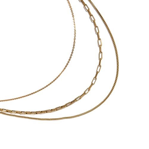 LfrXtra Multi Layer Goldene Halskette Modische Layered Women Heckchain Wasserdichtes Kragenketten Krawellen Accessoires Für Den Täglichen Verschleiß von LfrXtra