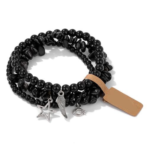LfrXtra Packung Von 3 Unregelmäßigen Stern Und Mond Anhänger Armbändern Für Frauen Mode Perlen Armband Schmuck Mit Verstellbarer Kette von LfrXtra