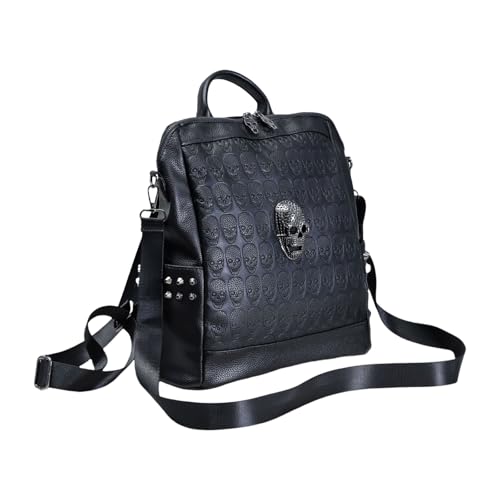 Schädel Rucksack Für Männer Und Frauenfunktionen PU Leder Umhängetasche Mit Verstellbarem Riemen Für Tägliche Pendelverkehrs Und Reisen von LfrXtra