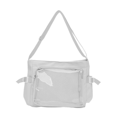 LfrXtra Stilvolle College-Umhängetasche, großes Fassungsvermögen, transparenter Ausweishalter, ergonomischer Schultergurt, praktische Nylon-Umhängetasche, W, 30*24*10 von LfrXtra