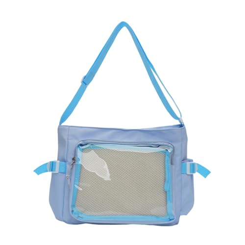 LfrXtra Stilvolle College-Umhängetasche, großes Fassungsvermögen, transparenter Ausweishalter, ergonomischer Schultergurt, praktische Nylon-Umhängetasche, bl, 30*24*10 von LfrXtra