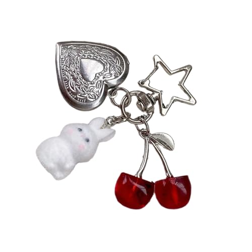 LfrXtra Stilvolle Kaninchen Cherries Keychain Einzigartige Modische Keyring Accessoire Perfekt Für Den Täglichen Gebrauch Und Individuelle Stile von LfrXtra