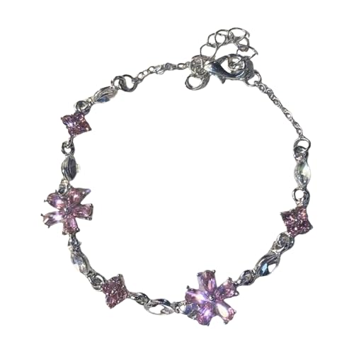 LfrXtra Zarte Zirkon Kirschen Blumen Stilvolle Pfirsichkirschen Blume Handgelenk Kette Einzigartiger Charme für Mädchen LfrXtra Zarte Zirkon Kirschen Blumen Stilvolle Pfirsichkirschen Blume Handgelenk Kette Einzigartiger Charme für Mädchen von LfrXtra