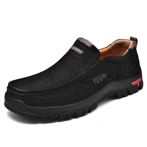 Lfzhjzc Lässige Slipper for Herren – Bequeme, atmungsaktive Schuhe for den Alltag, for Wandern und Spazierengehen – Starkes und langlebiges Rindsleder-Material (Color : Black, Size : 39 EU) von Lfzhjzc