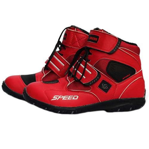 Lfzhjzc Motorrad-Kurzstiefel, Bequeme Outdoor-Leichtathletik-Motorradstiefel for Herren, verstärkte Offroad-Motorradschuhe for Herren, for alle, die Motorräder lieben(Color:Red,Size:38 EU) von Lfzhjzc