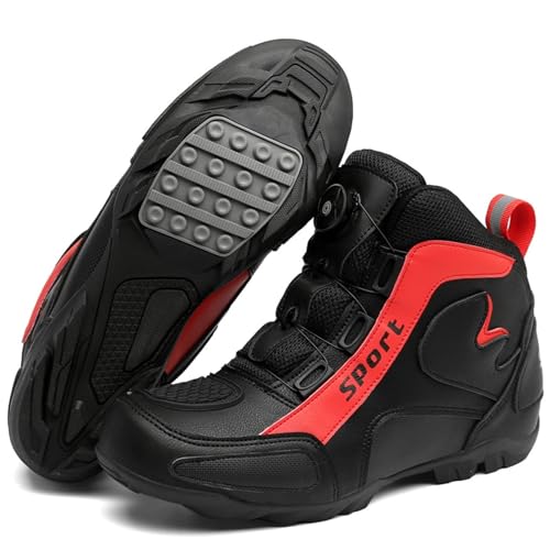 Lfzhjzc Motorrad-Reitschuhe, große Herren- und Damen-Paarmodelle, Motorradschuhe, lässiger Outdoor-Motorradschuh for Touren(Color:Black Red,Size:36 EU) von Lfzhjzc