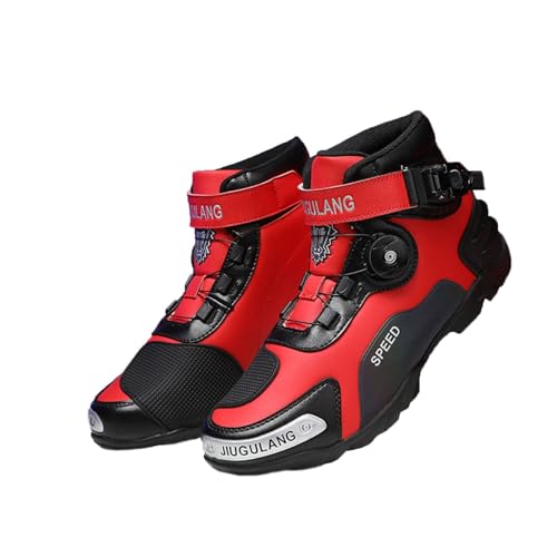 Lfzhjzc Motorradstiefel, Bequeme atmungsaktive Cyclocross-kurzen Schuhe, wasserdichte Anti-Rutsch-Kee-resistente Motocross-Stiefel für alle Jahreszeiten(Color:Red,Size:37 EU) von Lfzhjzc