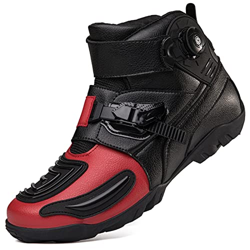 Lfzhjzc Motorradstiefel für Herren und Damen, atmungsaktiv mit Schutzverschlusssystem, Bikerstiefel, Motorradstiefel für Herren (Color : Red, Size : 37 EU) von Lfzhjzc