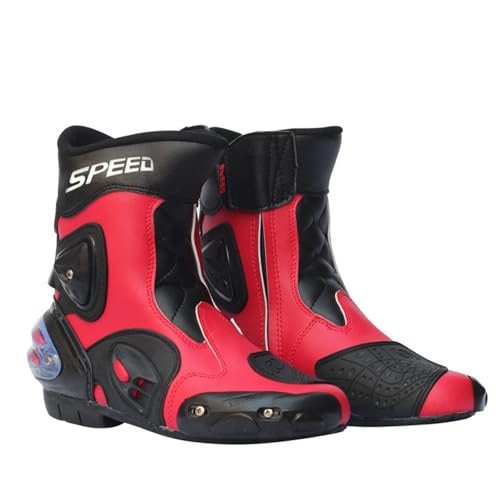 Lfzhjzc Professionelle Moto-Stiefel, Offroad-Motorrad-Rennsport-Motorradstiefel mit Knöchelunterstützung, atmungsaktive, bequeme Sport-Sicherheits-Dirt-Bike-Stiefel,Knight Boots(Color:Red,Size:41 EU) von Lfzhjzc