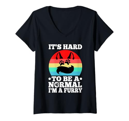 Damen Es ist schwer, normal zu Sein Ich Bin EIN Pelz T-Shirt mit V-Ausschnitt Damen Es ist schwer, normal zu Sein Ich Bin EIN Pelz T-Shirt mit V-Ausschnitt von Lgbtq Furry Fandom cosplay fursuit fursona