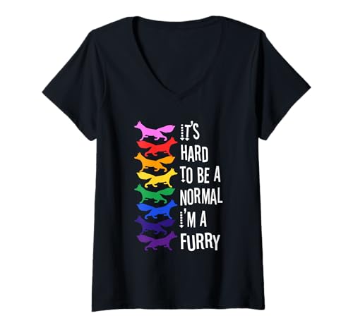 Damen Es ist schwer, normal zu Sein Ich Bin EIN Pelz T-Shirt mit V-Ausschnitt Damen Es ist schwer, normal zu Sein Ich Bin EIN Pelz T-Shirt mit V-Ausschnitt von Lgbtq Furry Fandom cosplay fursuit fursona