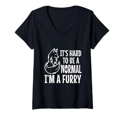 Damen Es ist schwer, normal zu Sein Ich Bin EIN Pelz T-Shirt mit V-Ausschnitt Damen Es ist schwer, normal zu Sein Ich Bin EIN Pelz T-Shirt mit V-Ausschnitt von Lgbtq Furry Fandom cosplay fursuit fursona