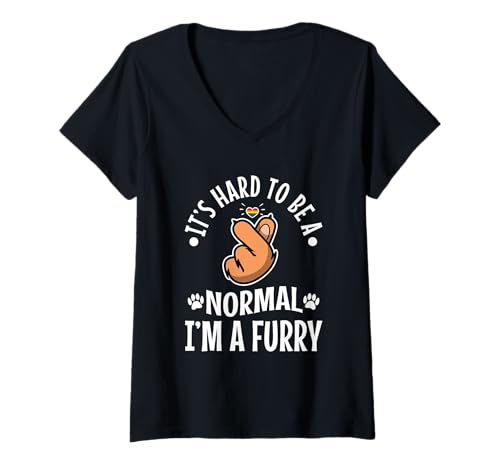 Damen Es ist schwer, normal zu Sein Ich Bin EIN Pelz T-Shirt mit V-Ausschnitt Damen Es ist schwer, normal zu Sein Ich Bin EIN Pelz T-Shirt mit V-Ausschnitt von Lgbtq Furry Fandom cosplay fursuit fursona