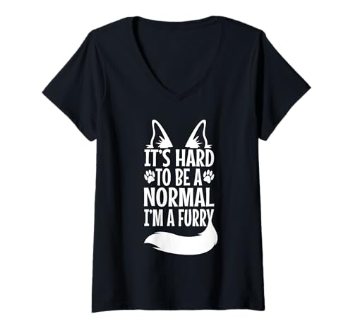 Damen Es ist schwer, normal zu Sein Ich Bin EIN Pelz T-Shirt mit V-Ausschnitt Damen Es ist schwer, normal zu Sein Ich Bin EIN Pelz T-Shirt mit V-Ausschnitt von Lgbtq Furry Fandom cosplay fursuit fursona