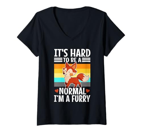 Damen Es ist schwer, normal zu Sein Ich Bin EIN Pelz T-Shirt mit V-Ausschnitt Damen Es ist schwer, normal zu Sein Ich Bin EIN Pelz T-Shirt mit V-Ausschnitt von Lgbtq Furry Fandom cosplay fursuit fursona