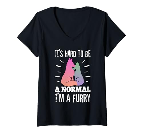 Damen Es ist schwer, normal zu Sein Ich Bin EIN Pelz T-Shirt mit V-Ausschnitt Damen Es ist schwer, normal zu Sein Ich Bin EIN Pelz T-Shirt mit V-Ausschnitt von Lgbtq Furry Fandom cosplay fursuit fursona