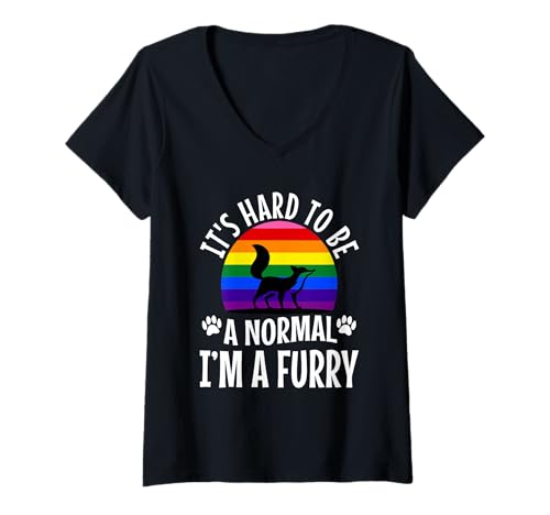 Damen Es ist schwer, normal zu Sein Ich Bin EIN Pelz T-Shirt mit V-Ausschnitt Damen Es ist schwer, normal zu Sein Ich Bin EIN Pelz T-Shirt mit V-Ausschnitt von Lgbtq Furry Fandom cosplay fursuit fursona
