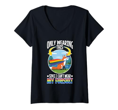 Damen Ich trage das nur, Weil ich Meinen Pelzanzug Nicht tragen kann T-Shirt mit V-Ausschnitt Damen Ich trage das nur, Weil ich Meinen Pelzanzug Nicht tragen kann T-Shirt mit V-Ausschnitt von Lgbtq Furry Fandom cosplay fursuit fursona