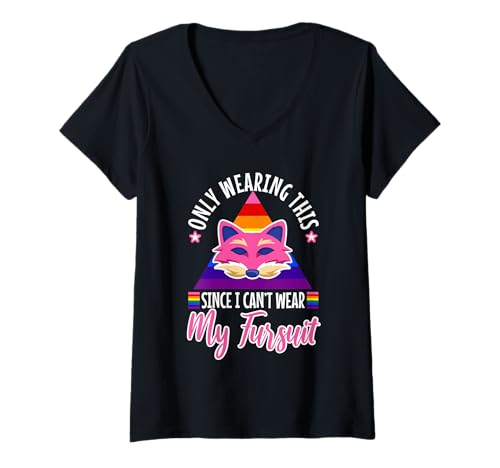 Damen Ich trage das nur, Weil ich Meinen Pelzanzug Nicht tragen kann T-Shirt mit V-Ausschnitt Damen Ich trage das nur, Weil ich Meinen Pelzanzug Nicht tragen kann T-Shirt mit V-Ausschnitt von Lgbtq Furry Fandom cosplay fursuit fursona